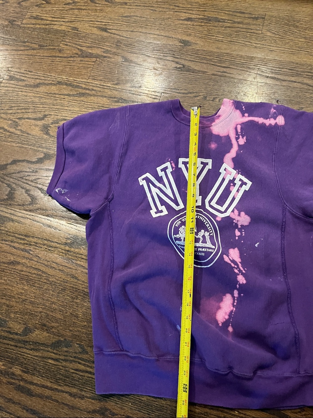 Vintage NYU late 1980's-1990's short sleeve purple sweatshirt - Picture 5 of 5